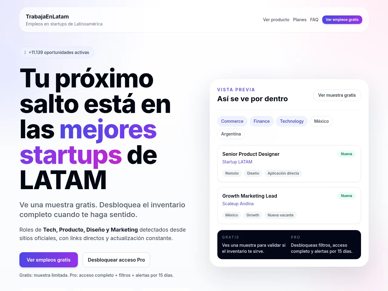 TrabajaEnLatam screenshot TrabajaEnLatam website screenshot