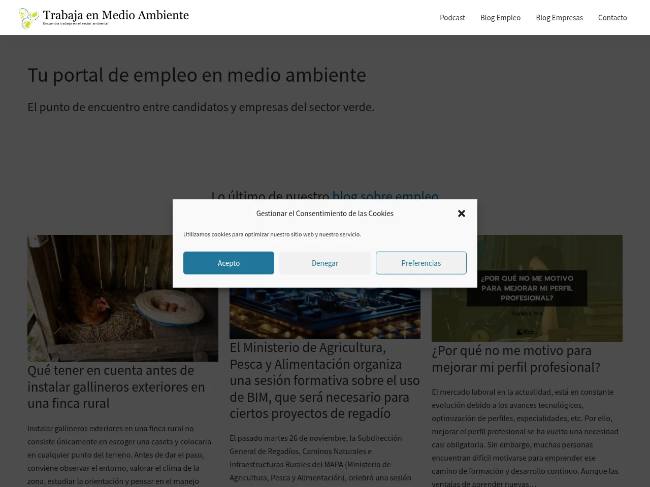 Trabaja en Medio Ambiente screenshot Trabaja en Medio Ambiente website screenshot