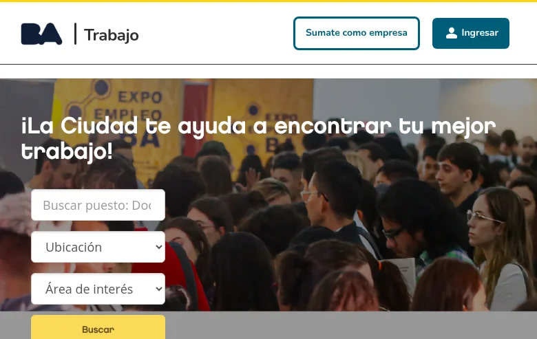 Gobierno de la Ciudad de Buenos Aires job board platform screenshot showing job search interface
