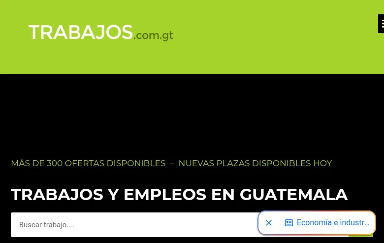 Trabajos.com.gt job board platform screenshot showing job search interface