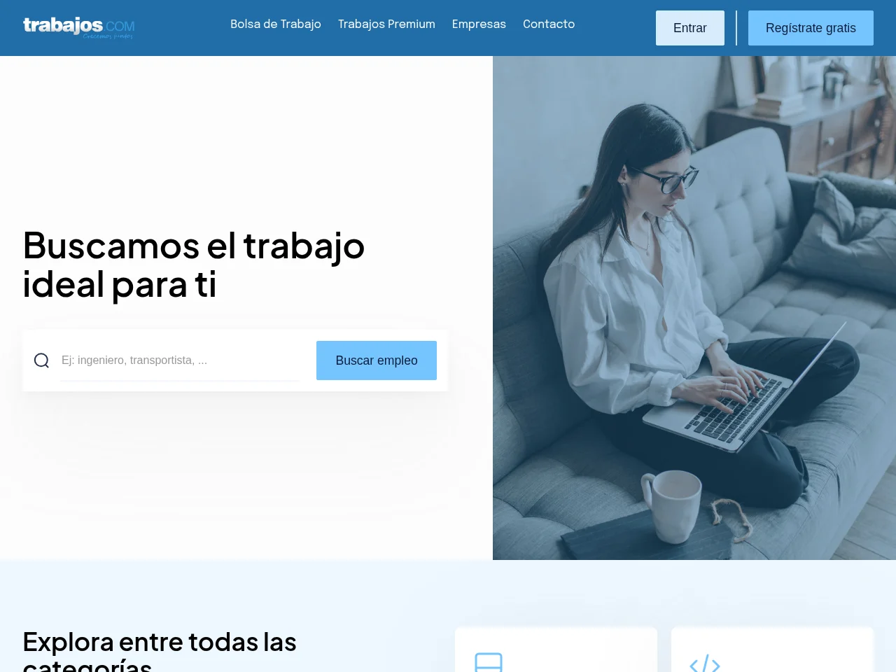 Trabajos México job board platform screenshot showing job search interface
