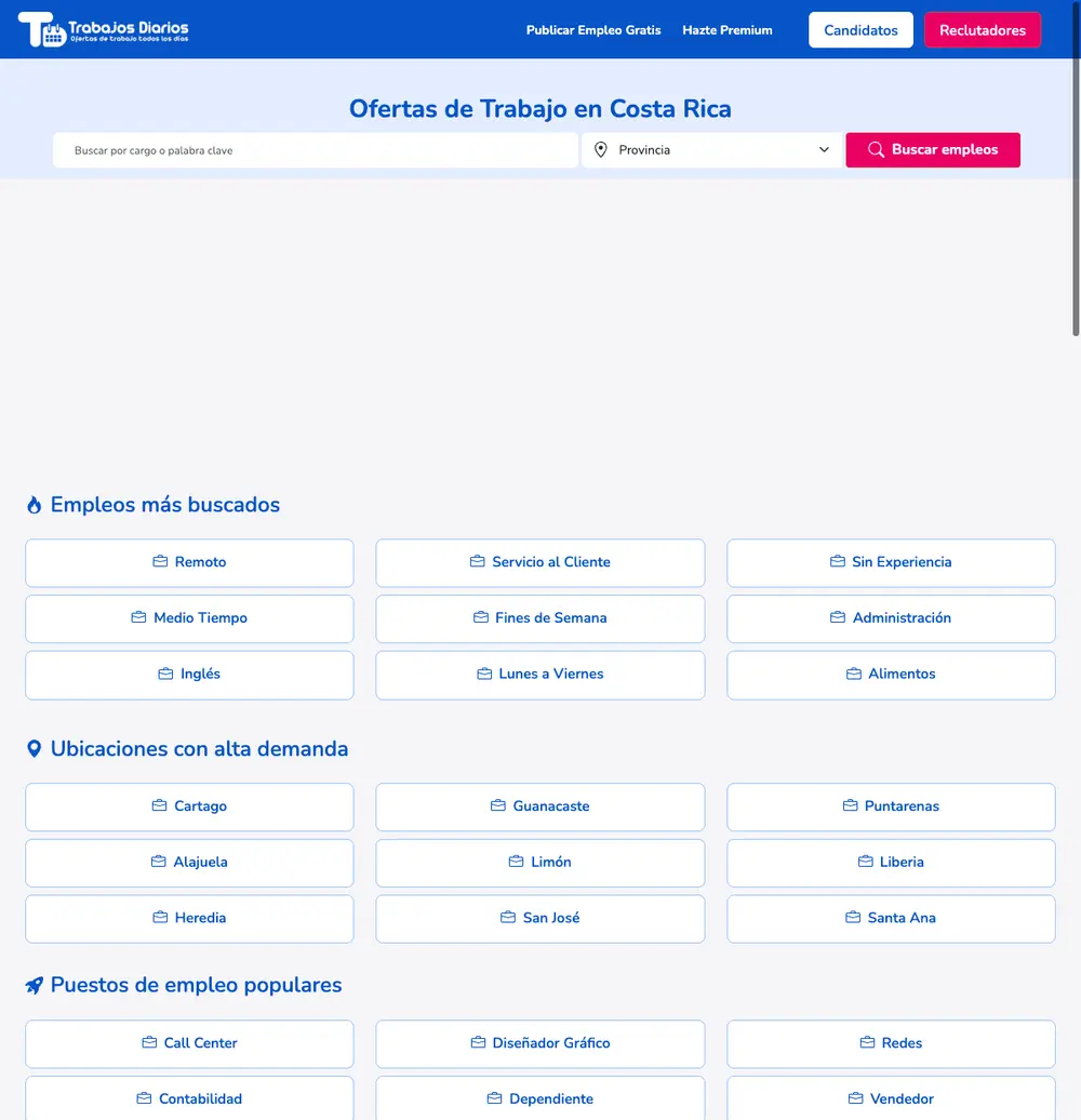 Trabajos Diarios screenshot Trabajos Diarios job board platform screenshot showing job search interface