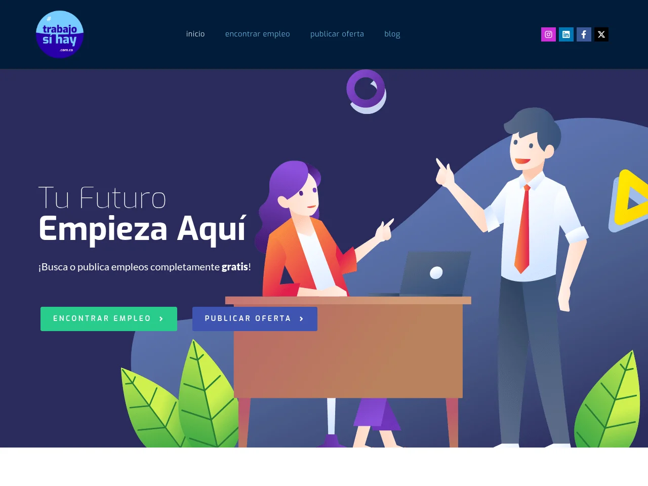 Trabajo Sí Hay job board platform screenshot showing job search interface