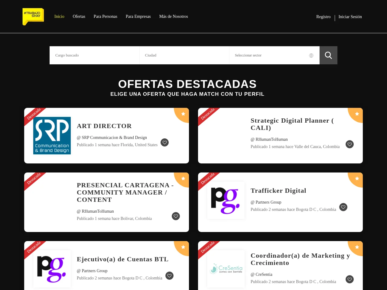 TrabajoSíHay screenshot TrabajoSíHay job board platform screenshot showing job search interface