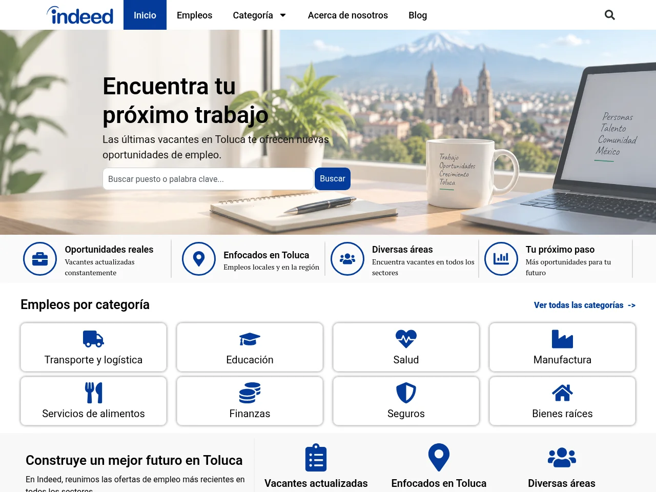 Trabajos de medio tiempo en Toluca Estado de México México job board platform screenshot showing job search interface