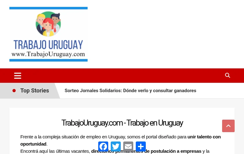 TrabajoUruguay.com job board platform screenshot showing job search interface