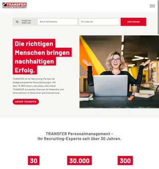 TRANSFER Personalmanagement platform preview