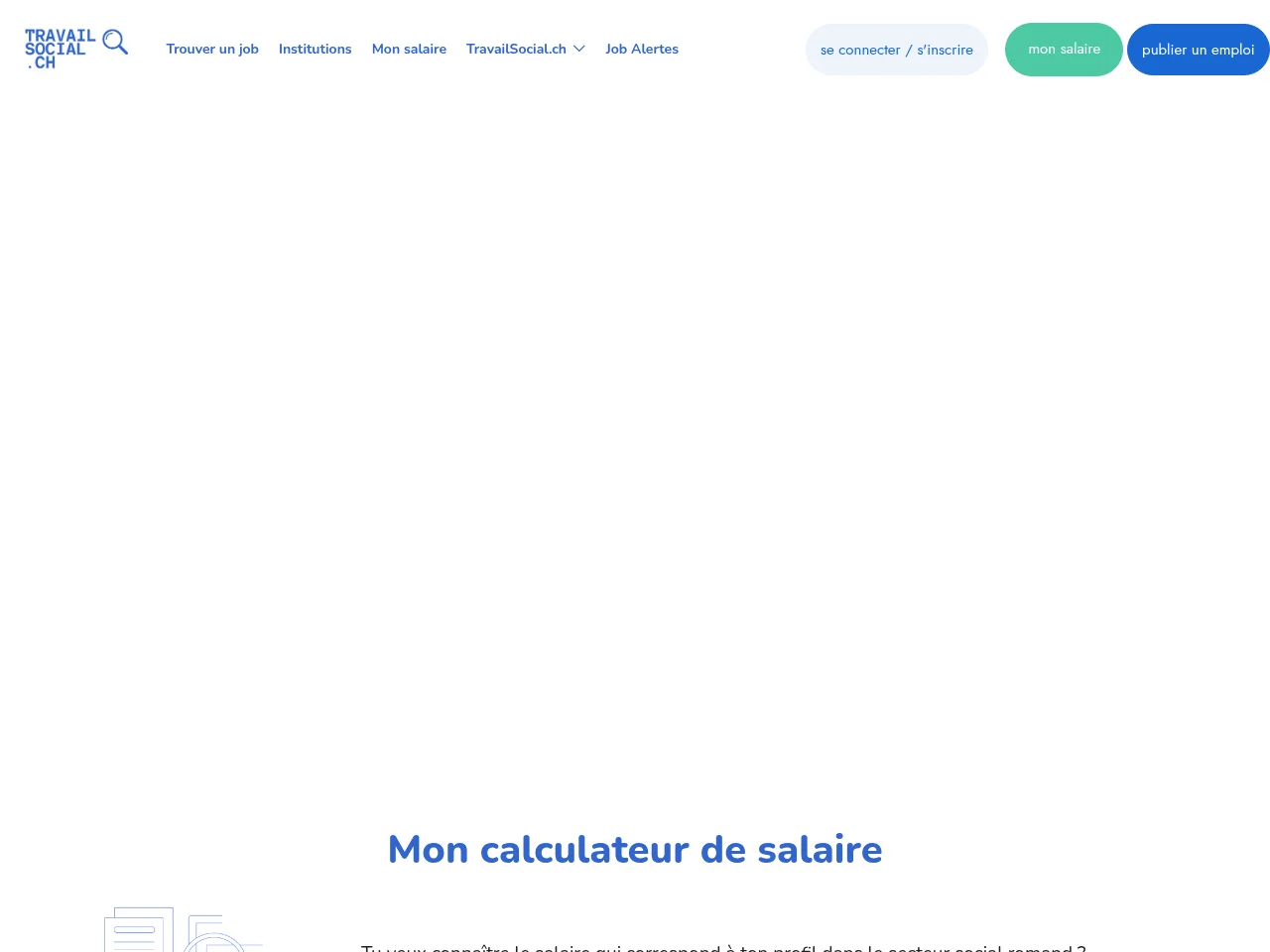 TravailSocial.ch job board platform screenshot showing job search interface