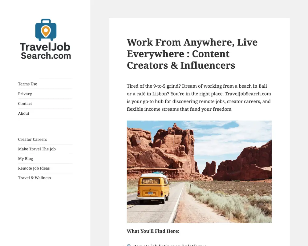 Travel Job Search screenshot Travel Job Search job board platform screenshot showing job search interface