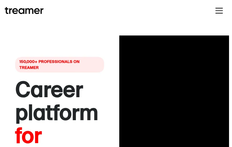 Treamer job board platform screenshot showing job search interface