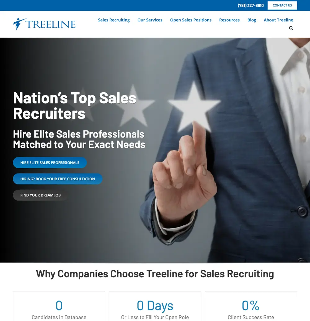 Treeline Inc. job board platform screenshot showing job search interface
