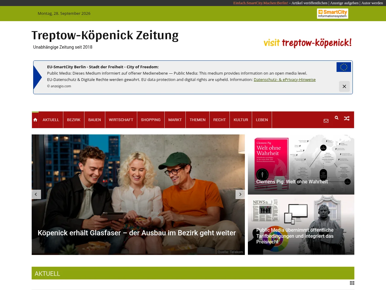 Treptow-Köpenick Zeitung screenshot Treptow-Köpenick Zeitung website screenshot