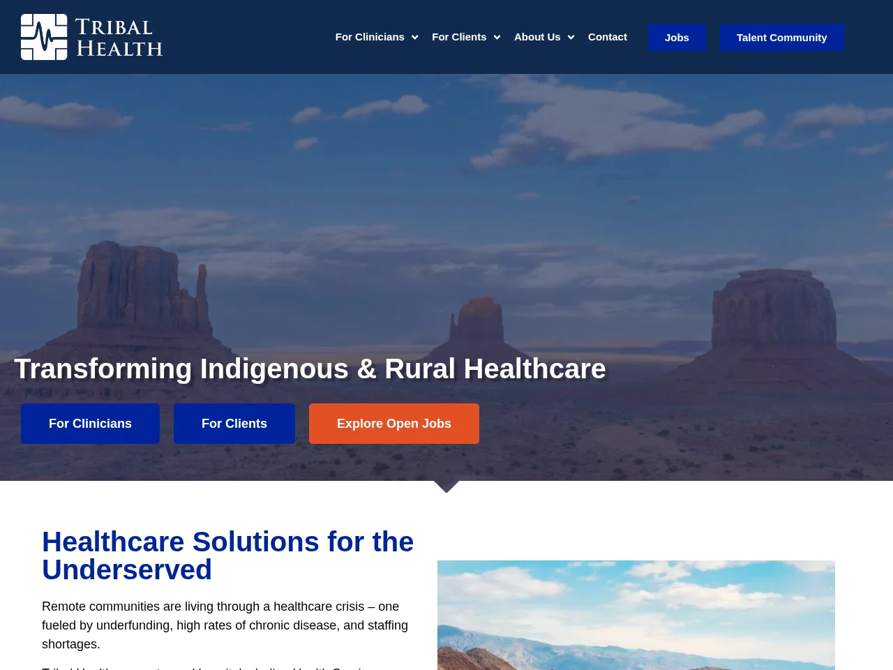 Tribal Health screenshot Tribal Health job board platform screenshot showing job search interface