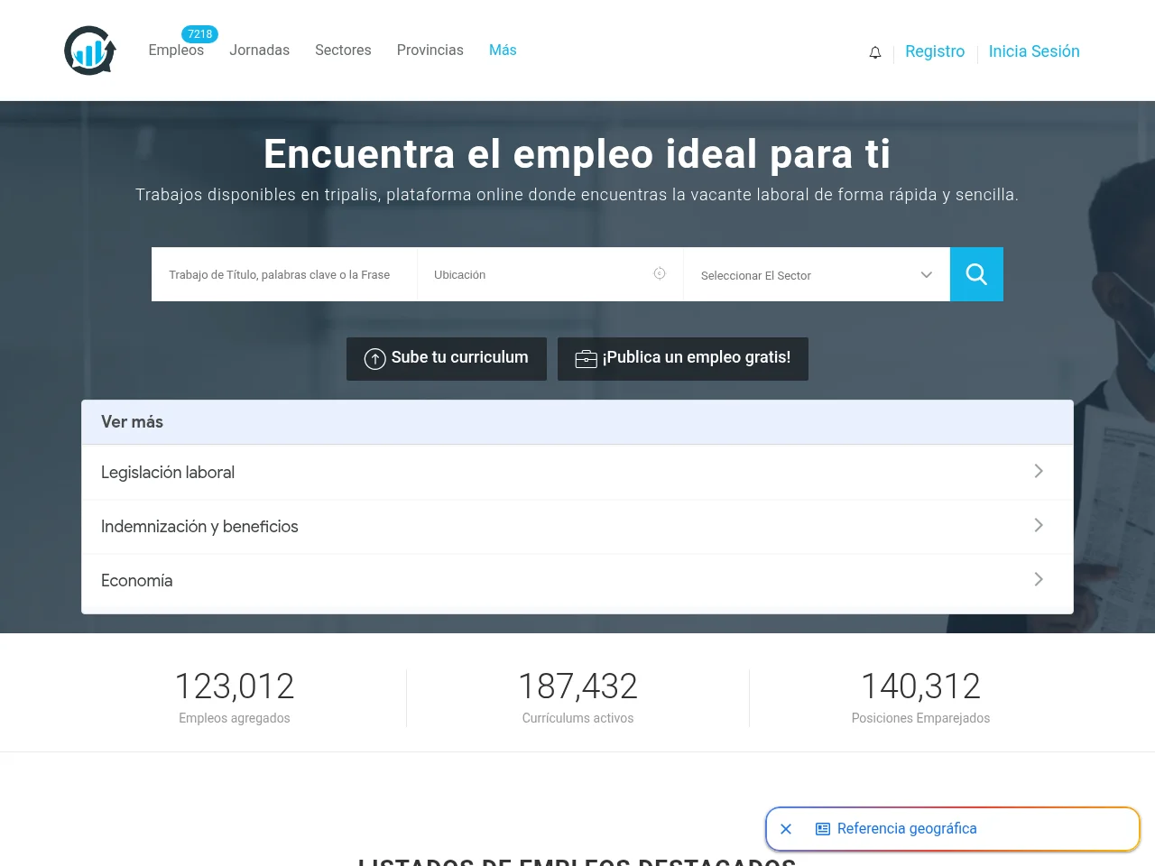 Tripalis job board platform screenshot showing job search interface