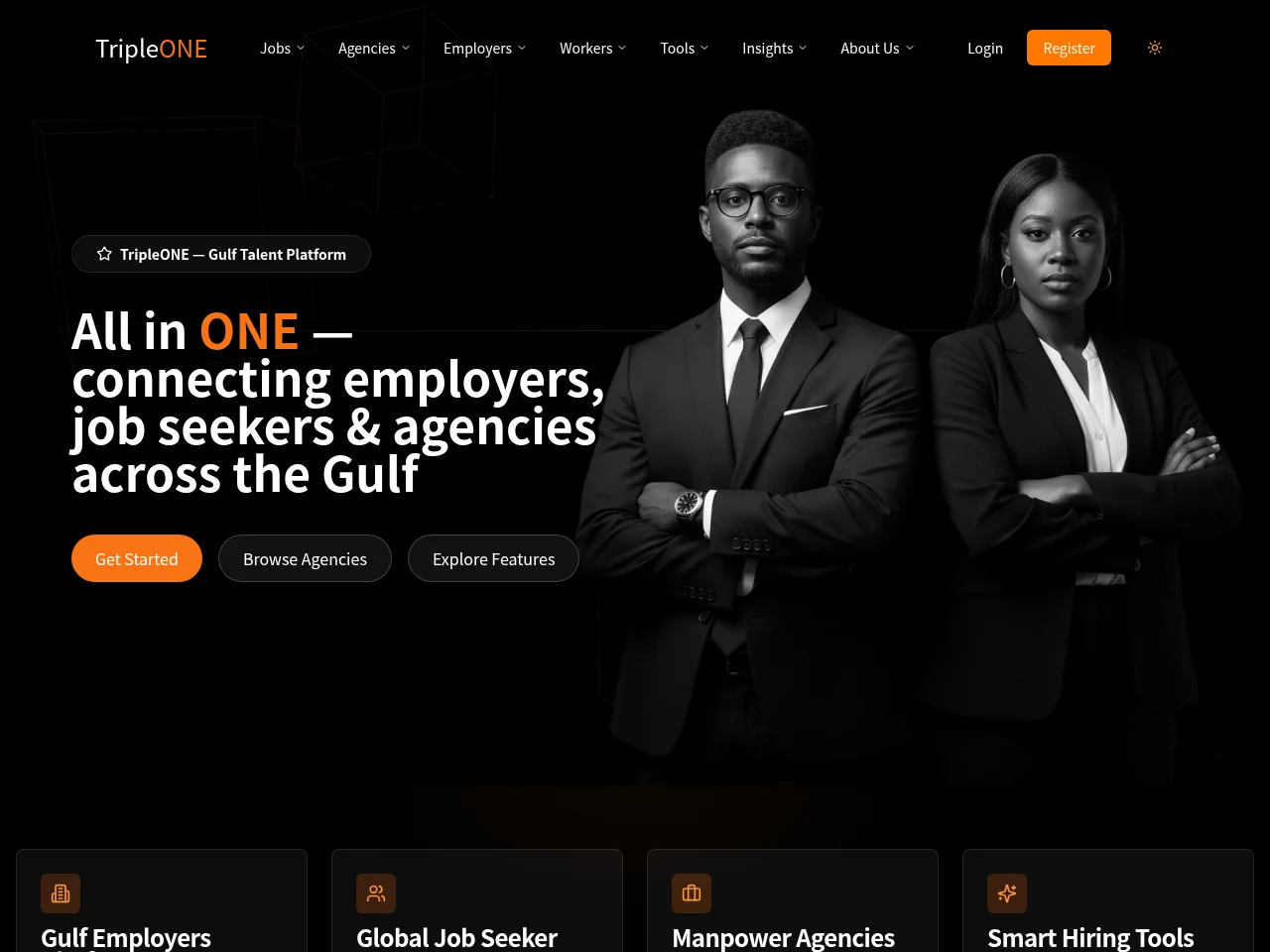 TripleONE job board platform screenshot showing job search interface
