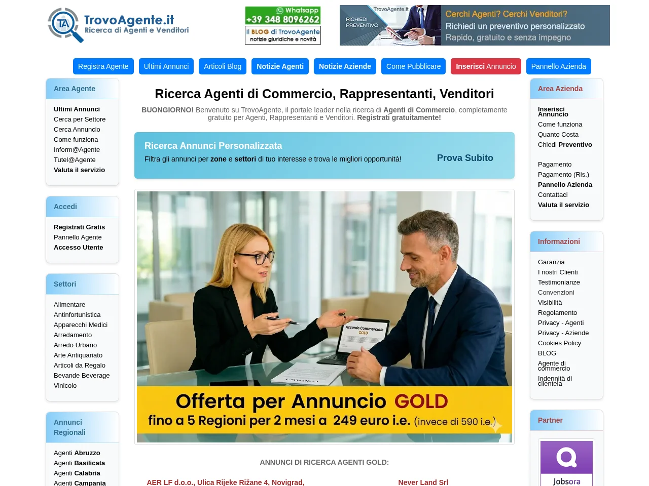 TrovoAgente job board platform screenshot showing job search interface