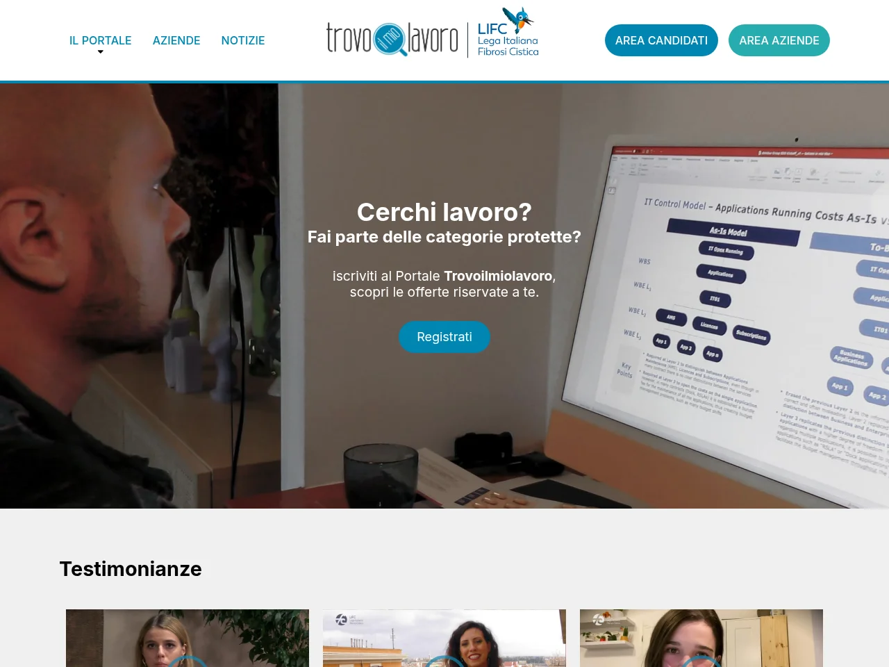 Trovo il mio lavoro screenshot Trovo il mio lavoro job board platform screenshot showing job search interface