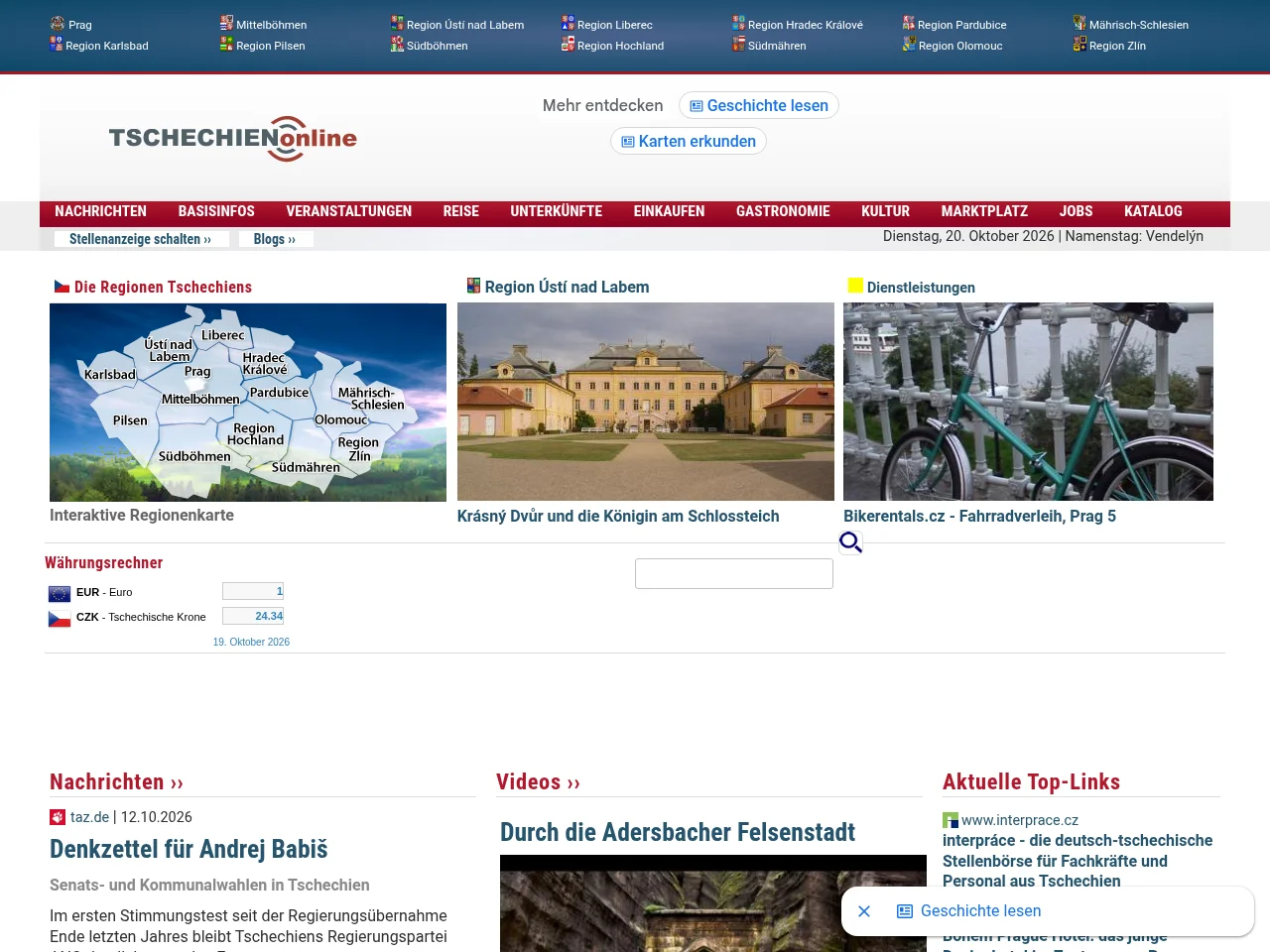 Tschechien Online screenshot Tschechien Online website screenshot