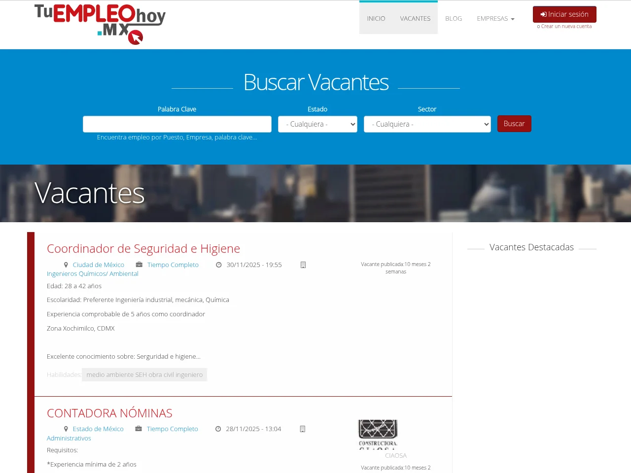 Tu Empleo Hoy screenshot Tu Empleo Hoy website screenshot