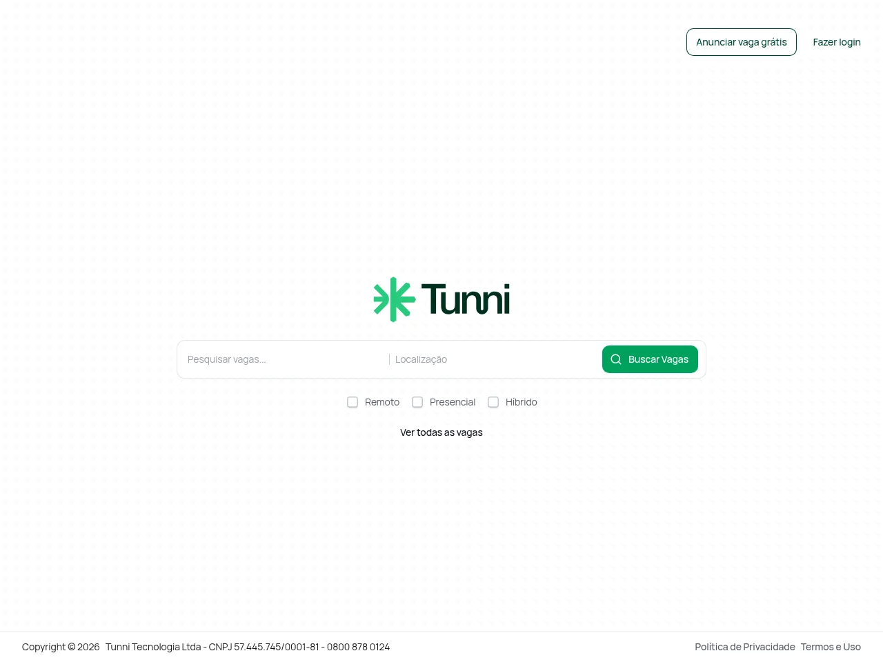 Tunni job board platform screenshot showing job search interface