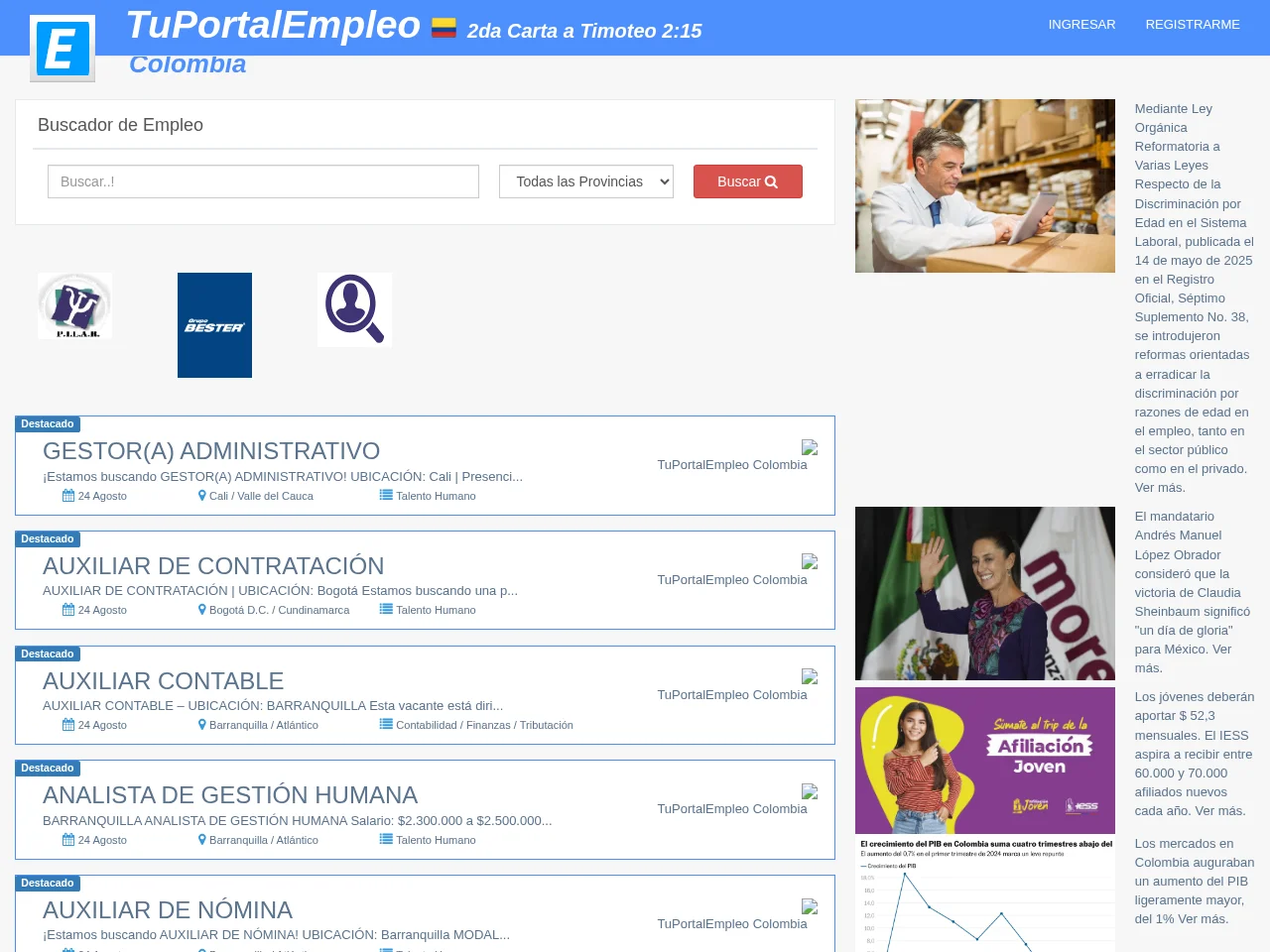 TuPortalEmpleo Colombia screenshot TuPortalEmpleo Colombia job board platform screenshot showing job search interface