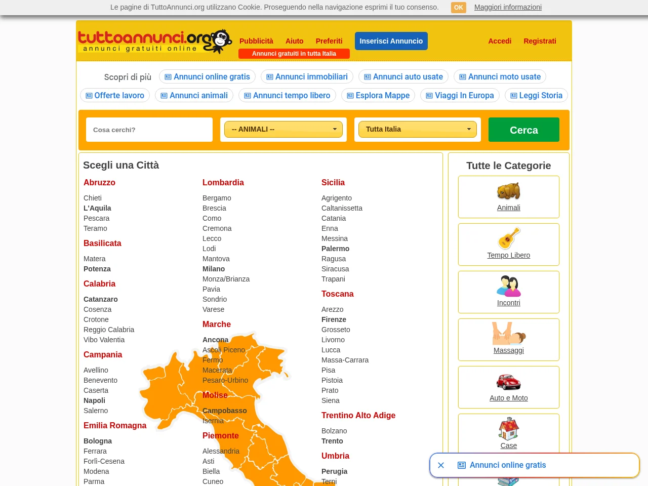 TuttoAnnunci.org website screenshot