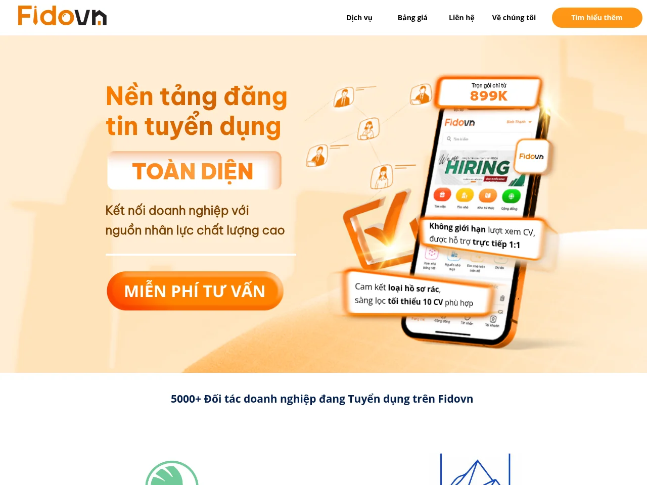 FIDOVN job board platform screenshot showing job search interface