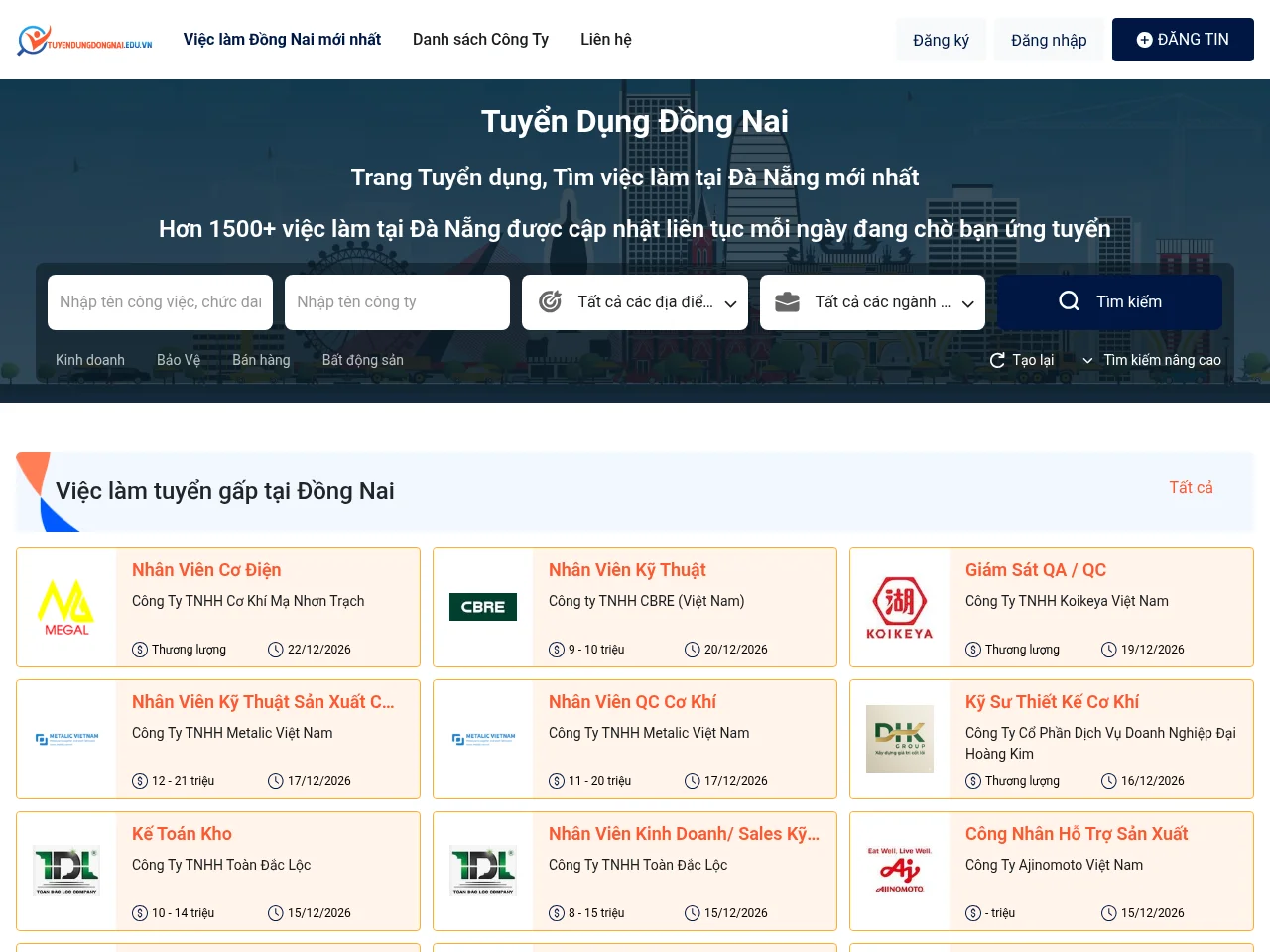 Tuyển dụng Đồng Nai screenshot Tuyển dụng Đồng Nai website screenshot