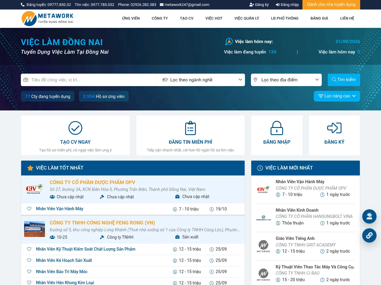 Việc Làm Đồng Nai screenshot Việc Làm Đồng Nai job board platform screenshot showing job search interface