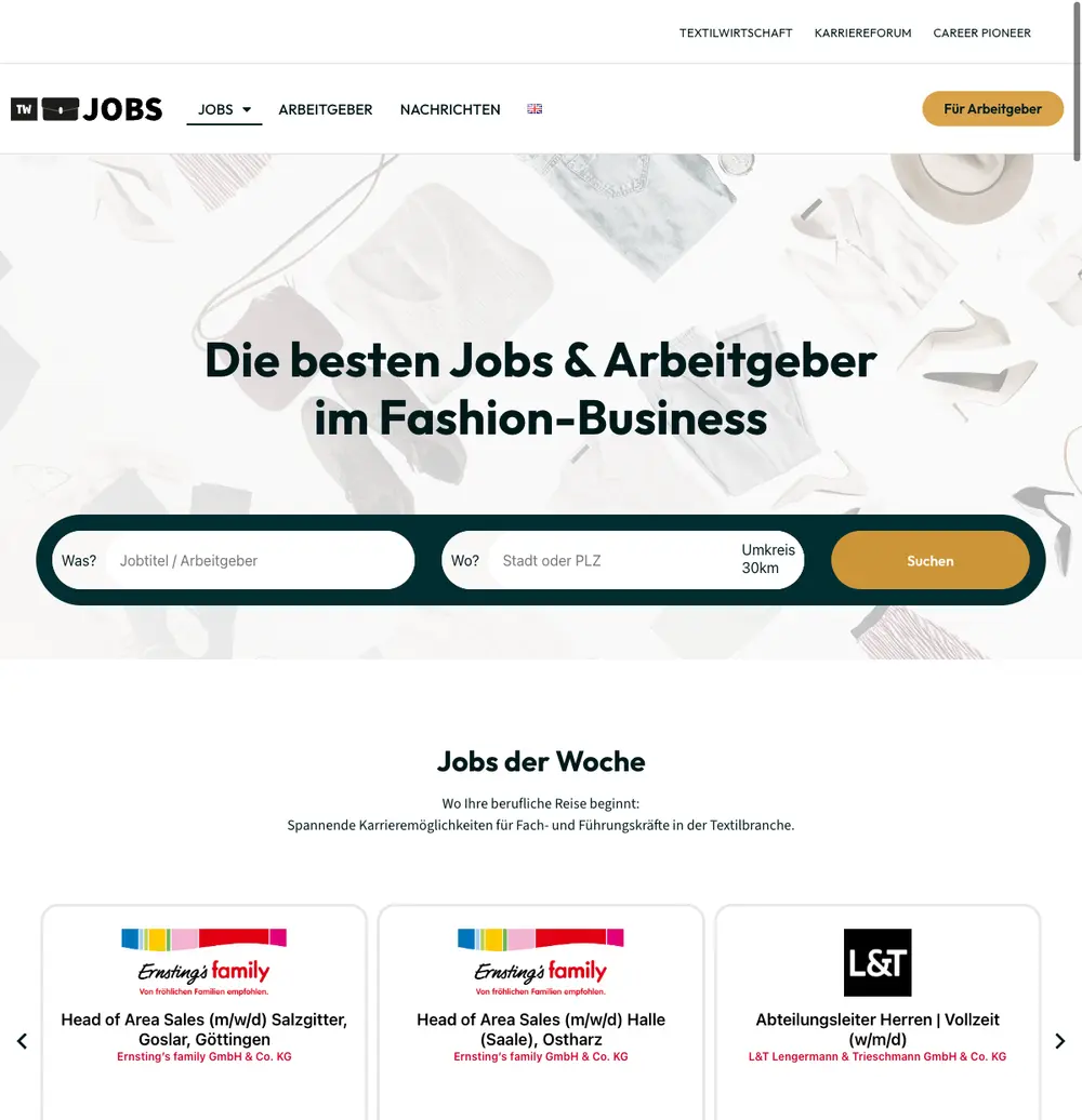 TW | Jobs job board platform screenshot showing job search interface