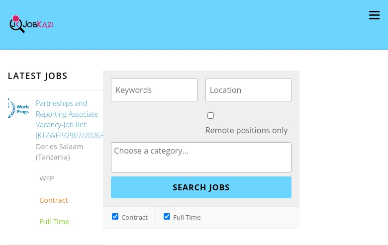 JobsKazi Tanzania screenshot JobsKazi Tanzania job board platform screenshot showing job search interface