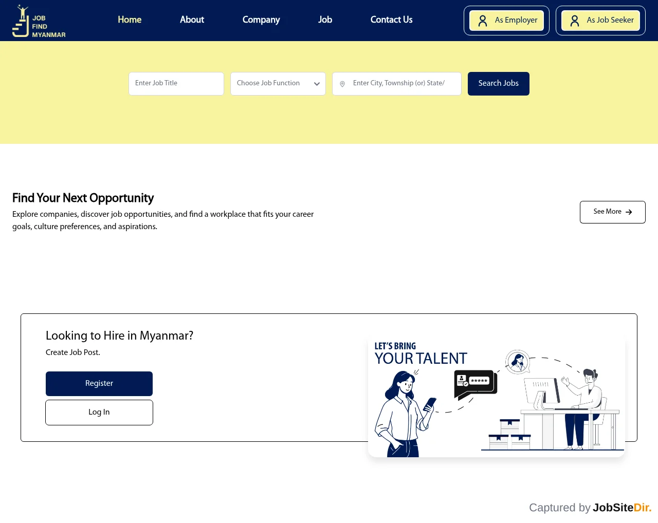 Job Find Myanmar website screenshot