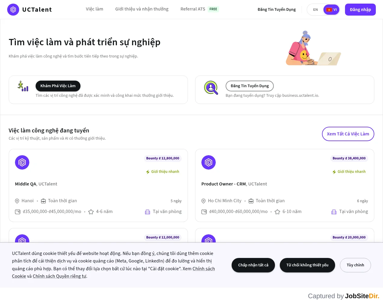 UCTalent website screenshot
