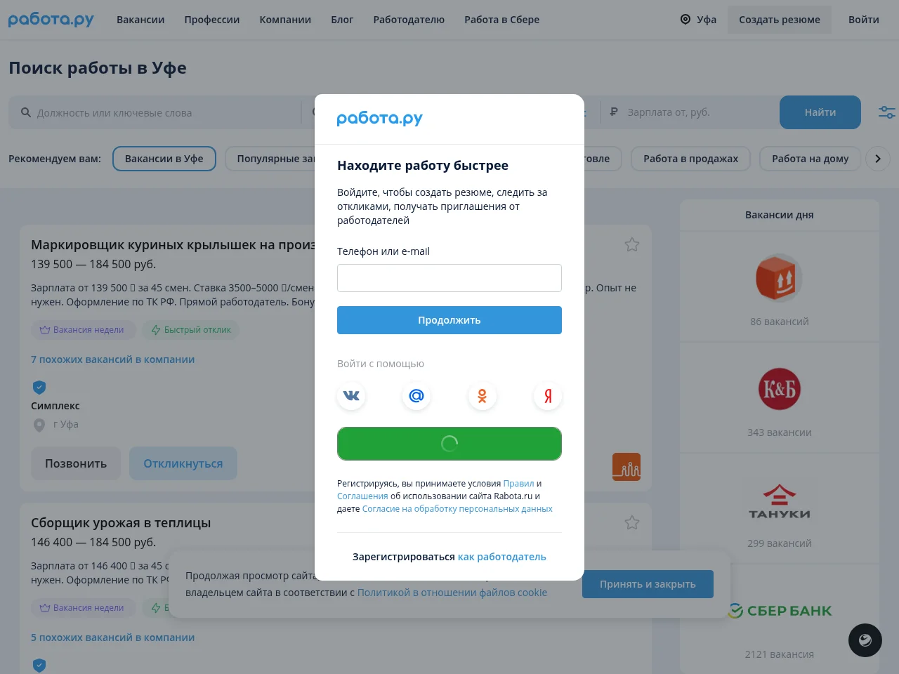 Rabota.ru screenshot Rabota.ru job board platform screenshot showing job search interface