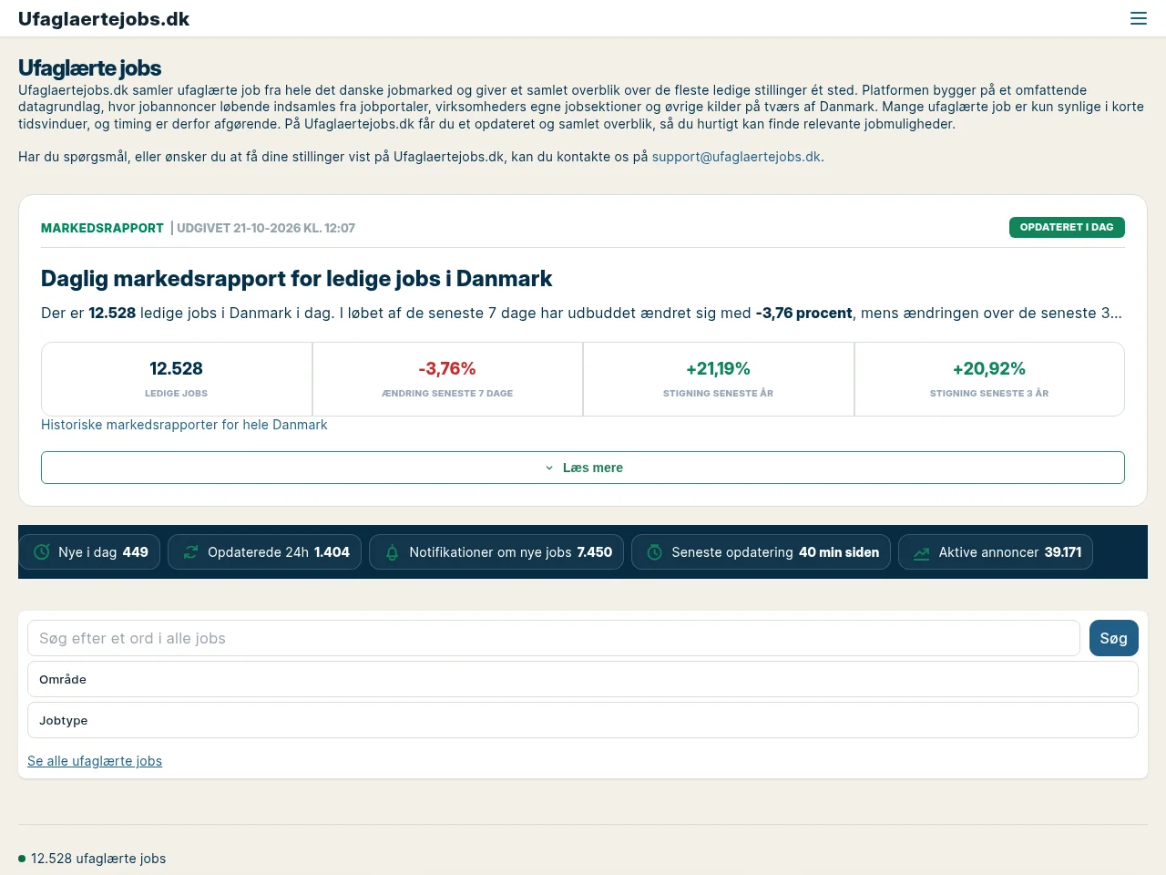 Ufaglærtejobs.dk screenshot Ufaglærtejobs.dk website screenshot