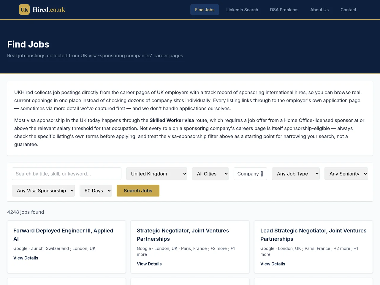UKHired screenshot UKHired job board platform screenshot showing job search interface