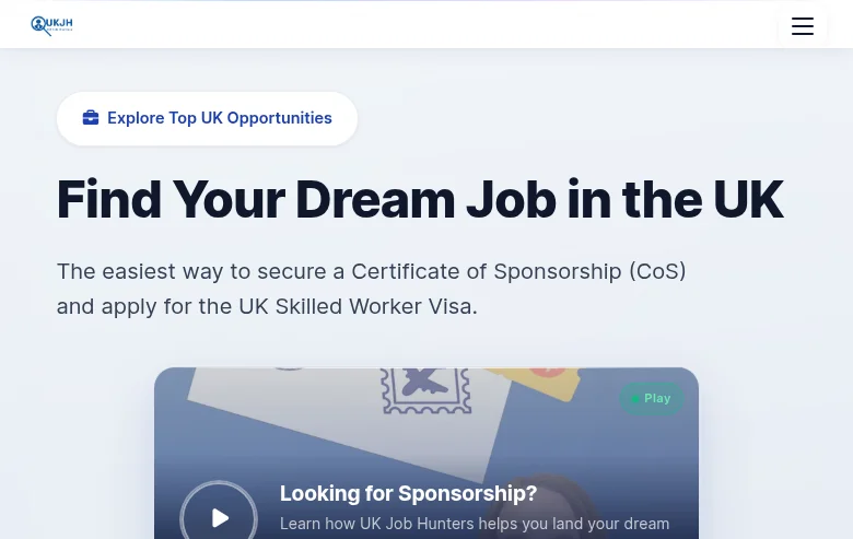 UK Job Hunters job board platform screenshot showing job search interface