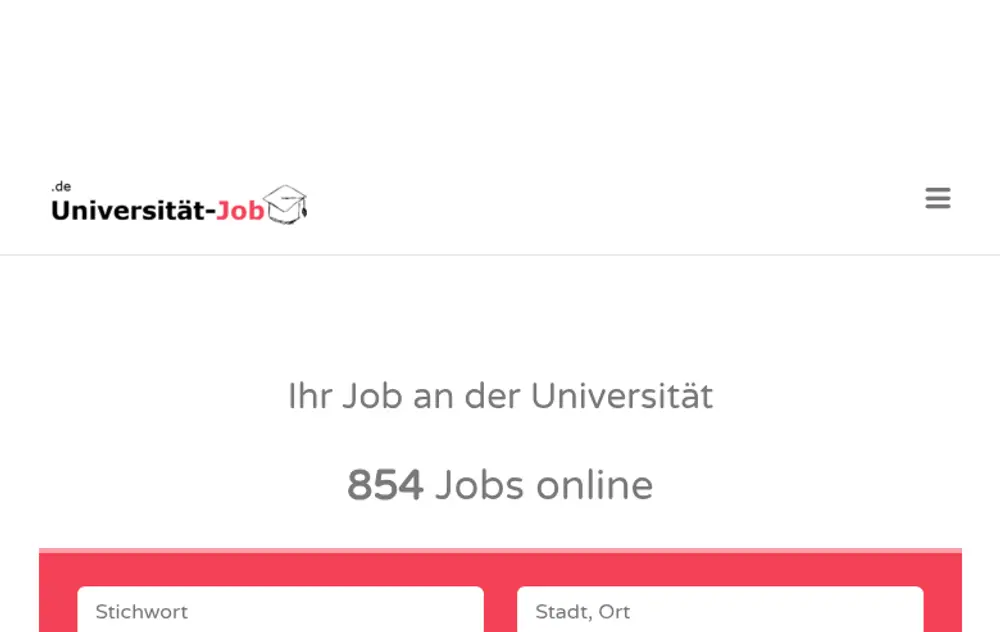 universitaet-job.de job board platform screenshot showing job search interface