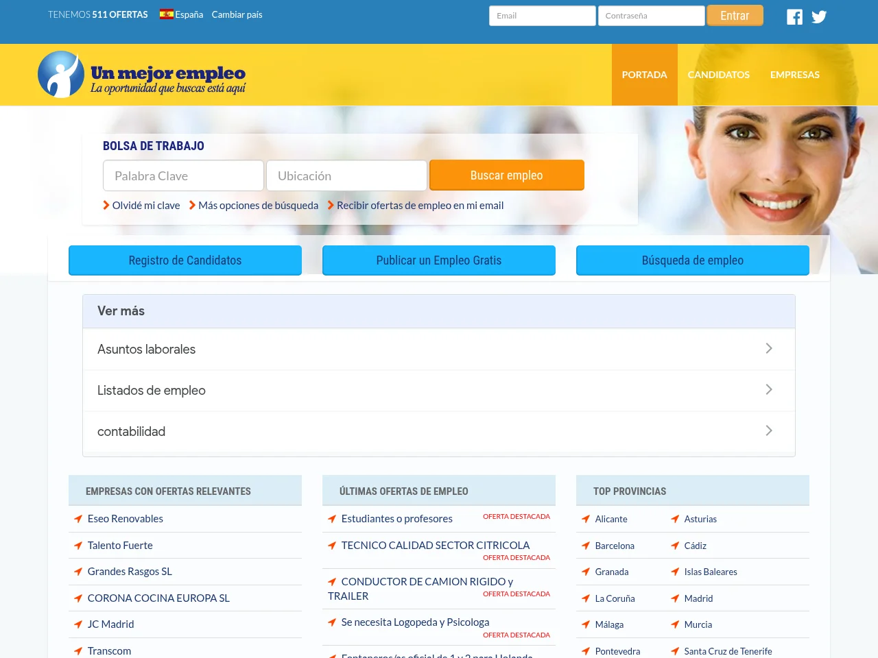 Un Mejor Empleo screenshot Un Mejor Empleo job board platform screenshot showing job search interface