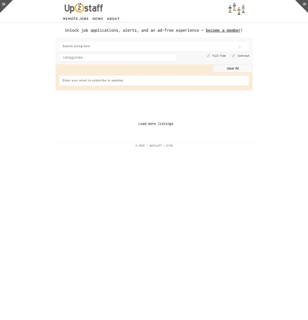 Up2staff job board platform screenshot showing job search interface