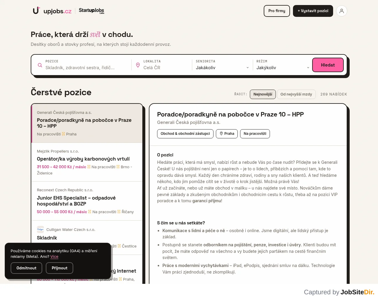 upjobs.cz website screenshot