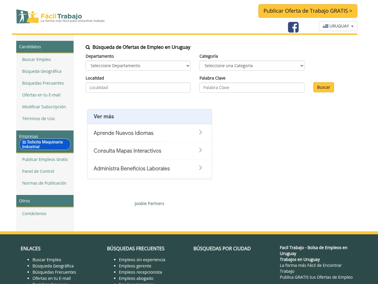 Facil Trabajo screenshot Facil Trabajo job board platform screenshot showing job search interface