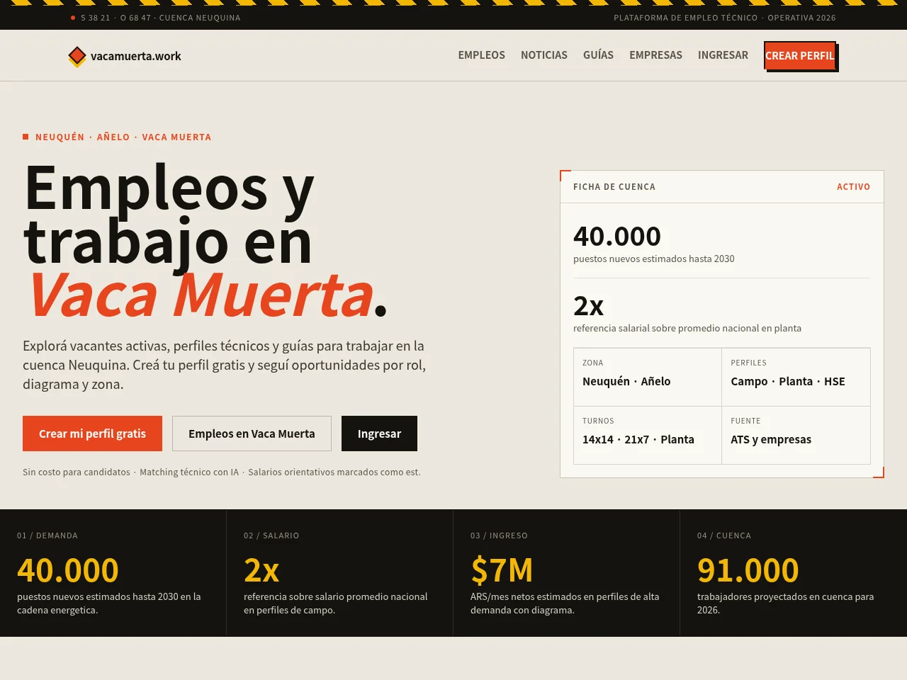 vacamuerta.work screenshot vacamuerta.work job board platform screenshot showing job search interface