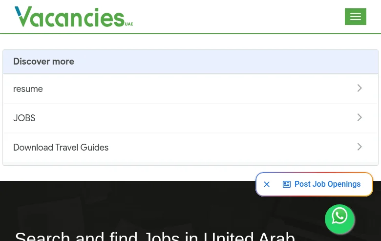 Vacancies.ae job board platform screenshot showing job search interface