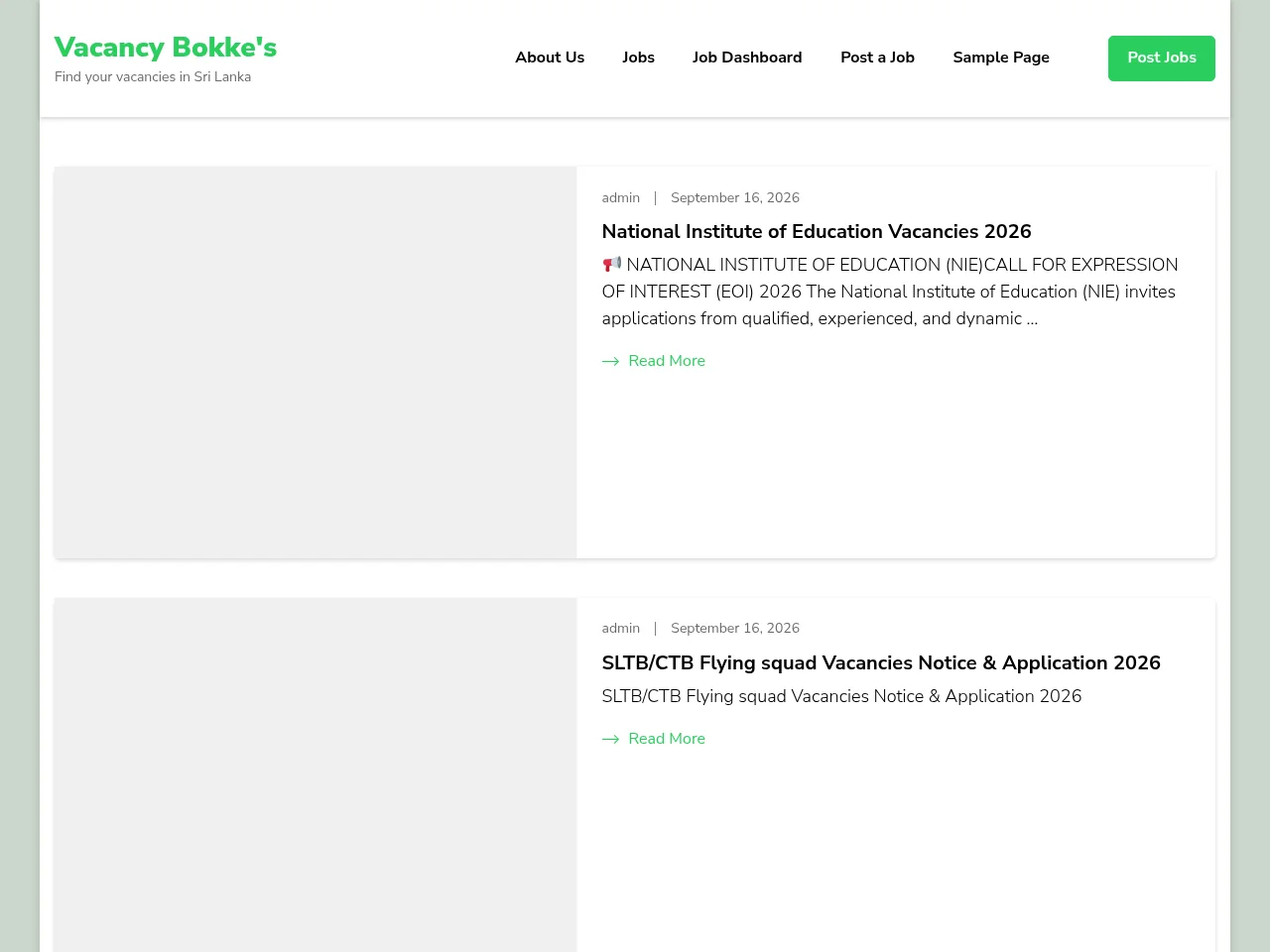 Vacancy Bokke's job board platform screenshot showing job search interface