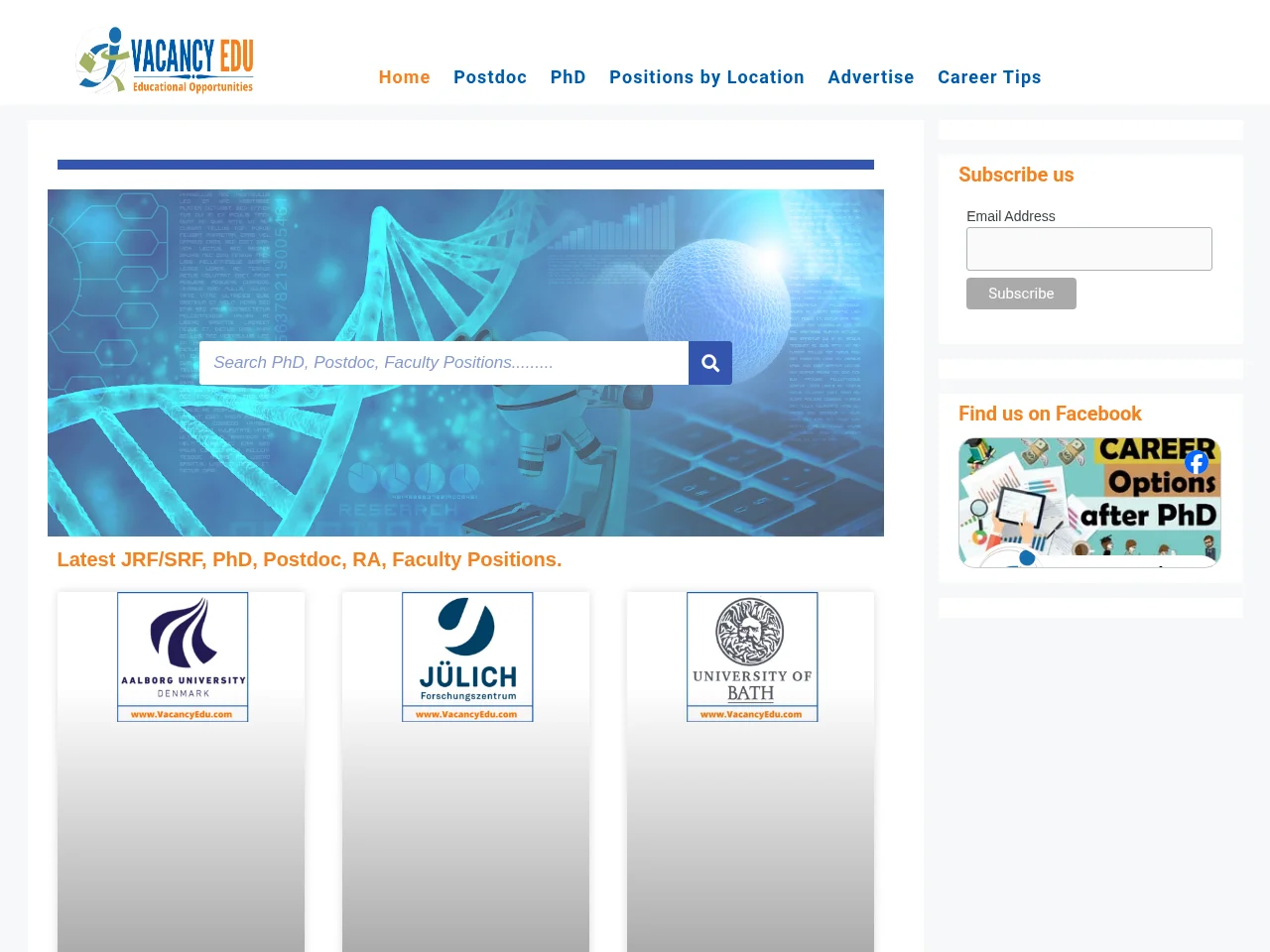 VacancyEdu job board platform screenshot showing job search interface