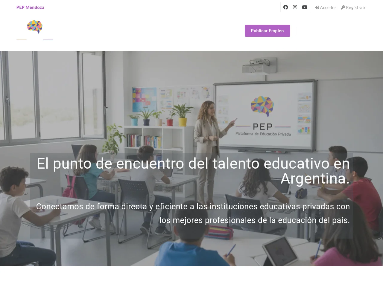 PEP plataforma job board platform screenshot showing job search interface