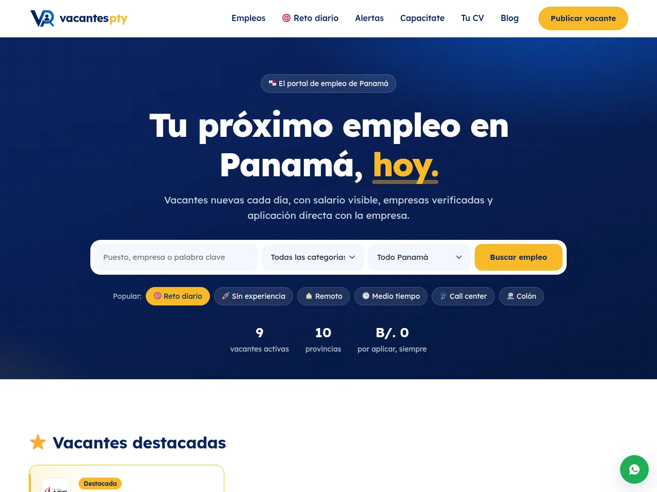 Vacantes Hoy PTY website screenshot