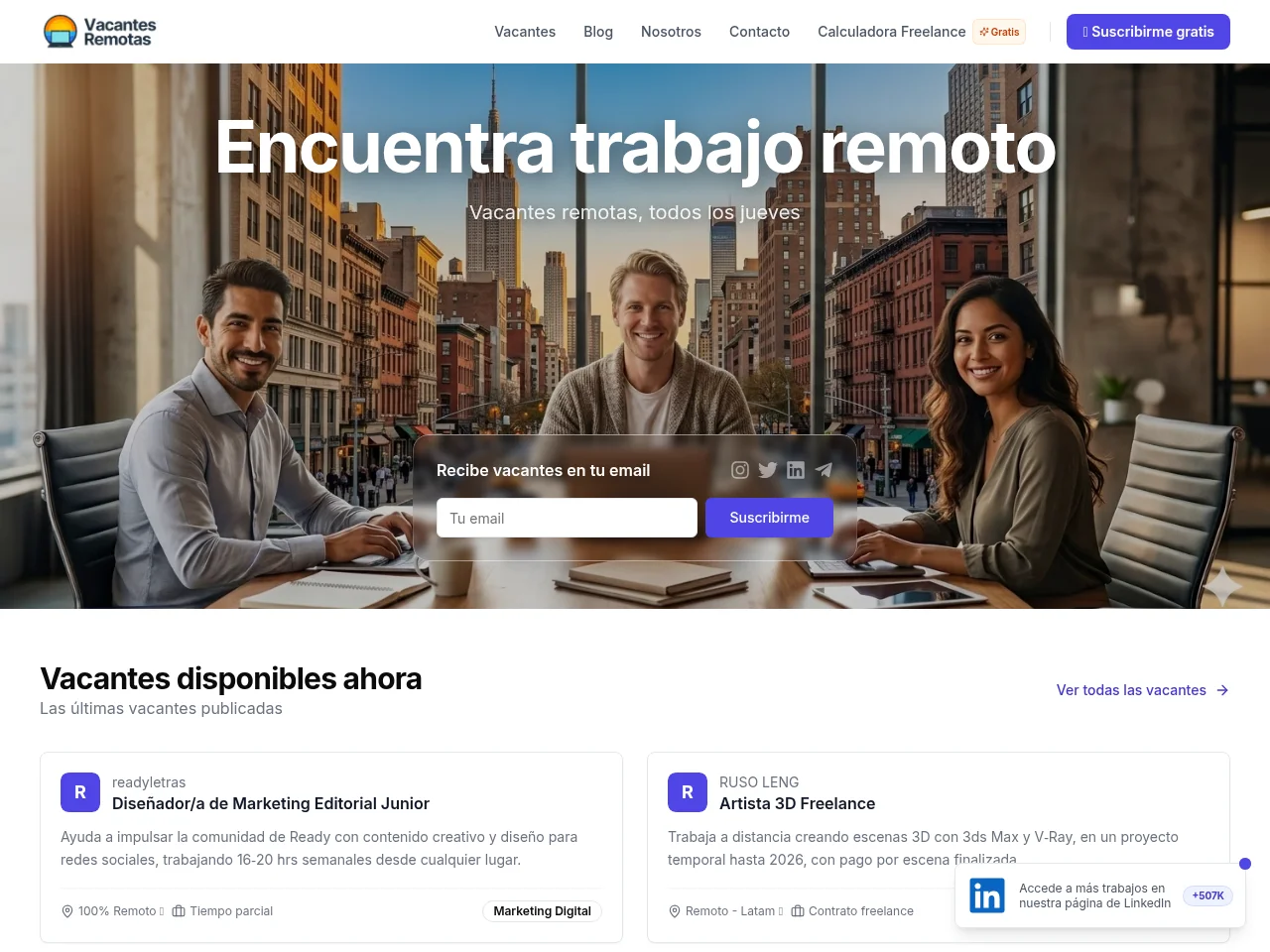 Vacantes Remotas screenshot Vacantes Remotas job board platform screenshot showing job search interface