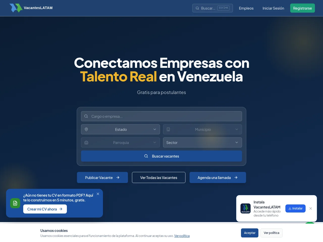 VacantesLATAM website screenshot